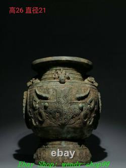 10 Vieux Chine ShangZhou Dynastie Bronze Ware Beast Face Sheep Head Pot Jar Crock
	<br/><br/>
(Note: The translation provided is a direct translation of the English title. It may not be the most accurate or natural translation in French.)