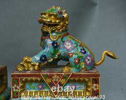 10 Vieux Chinois De Bronze Cloisonne Fengshui Foo Fu Dog Guardion Lion Statue Paire