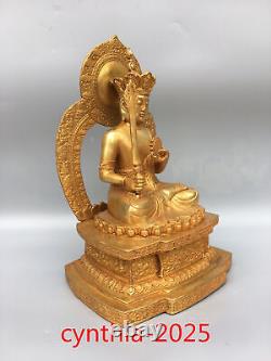 11Anciennes antiquités chinoises Faites à la main en cuivre pur doré Bouddha immuable du roi Ming