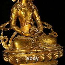 11.2 Exquise statue chinoise ancienne en bronze doré de Vajra Bouddha
