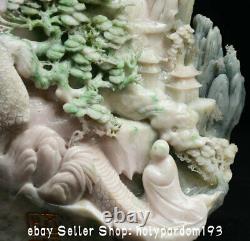 11.2 Top Chinois Naturel Dushan Jade Carving Arbre De Montagne Shakyamuni Statue