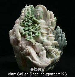 11.2 Top Chinois Naturel Dushan Jade Carving Arbre De Montagne Shakyamuni Statue