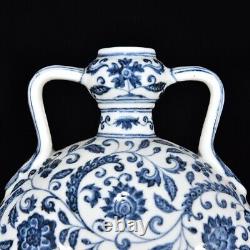 11.2 Vase De Bouteille De Fleur De Porcelaine Blanc Bleu Chinois Dynasty Ming