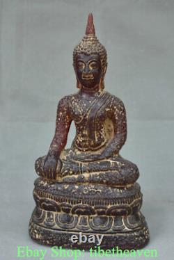11.2 Vieil Ambre Chinois Carving Shakyamuni Sakyamuni Amitabha Bouddha Statue