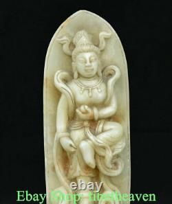 11.2 Vieille Dynastie Chinoise Han White Jade Carving Kwan-yin Bodhisattva Sculpture