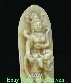 11.2 Vieille Dynastie Chinoise Han White Jade Carving Kwan-yin Bodhisattva Sculpture