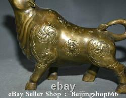 11.2 Vieux Chinois Fengshui Cuivre 12 Année Zodiaque Bull Oxen Statue Sculpture