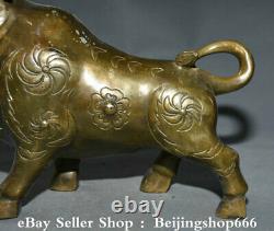 11.2 Vieux Chinois Fengshui Cuivre 12 Année Zodiaque Bull Oxen Statue Sculpture