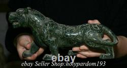 11.2 Vieux Jade Vert Chinois Sculpté Fengshui 12 Année Zodiaque Statue Tigre