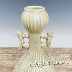 11.4 Antiquités Chinoises Ding Kiln Porcelaine Florale Modèle Bouteille Binaurale