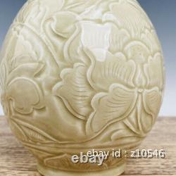 11.4 Antiquités Chinoises Ding Kiln Porcelaine Florale Modèle Bouteille Binaurale