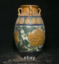 11.6 Old Chinese Cizhou Kiln Porcelaine Dynastie Oreilles De Fleur Vase De Bouteille Pot Jar