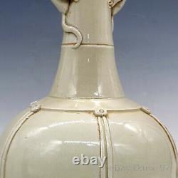 11.6 Porcelaine D'antiquités Chinoises Glace Blanche Song Ding Kiln Long Neck Bouteille