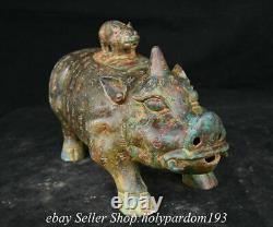 11.6 Vieille Dynastie De Bronze Chinoise Bateau À Boisson Sculpture De La Statue De La Bête Zun