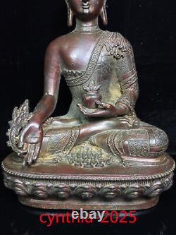11.8Collection d'antiquités chinoises Statuette en cuivre pur doré de Bouddha Sakyamuni