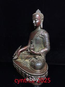 11.8Collection d'antiquités chinoises Statuette en cuivre pur doré de Bouddha Sakyamuni