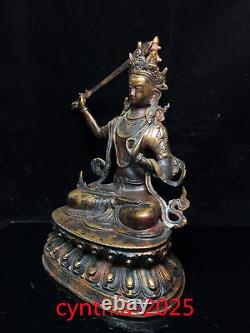 11.8 Anciennes antiquités chinoises Faites à la main en pur cuivre Manjusri Bodhisattva Bouddha