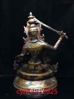 11.8 Anciennes antiquités chinoises Faites à la main en pur cuivre Manjusri Bodhisattva Bouddha