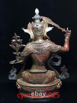 11.8. Rares antiquités chinoises Statue du Bouddha Bodhisattva Manjusri en cuivre pur et doré