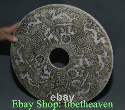 11.8 Vieille Dynastie Chinoise Jade Blanche Carving Feng Shui Dragon Transport Yu Bi