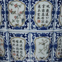 11 Marqué Chinois Bleu Blanc Porcelaine Fleur Poésie Bateau Jar Pot Crock