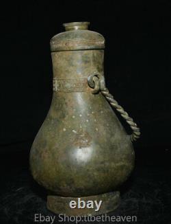 11 Old Chinese Bronze Ware Dynasty Palace Carry Pot Bateau De Boisson