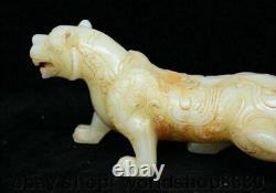 11 Statues de tigre animal féroce en jade blanc ancien sculpté FengShui du zodiaque chinois