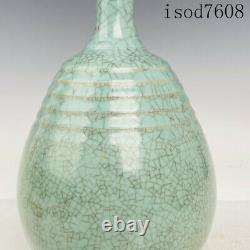 11antique Chinese Song Dynastie Ru Porcelaine Vase Glaçure Bleu Vases