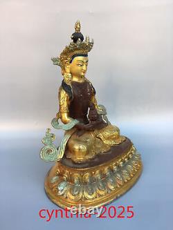 12.2Anciennes antiquités chinoises Faites à la main Statue de Bouddha de la longévité en cuivre pur doré