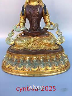 12.2Anciennes antiquités chinoises faites à la main Statue du Bouddha de la Longévité en cuivre pur doré