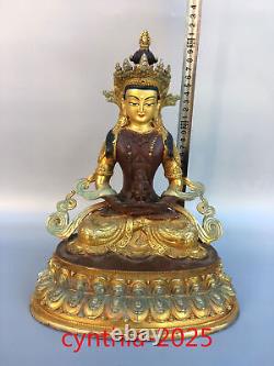 12.2Anciennes antiquités chinoises faites à la main Statue du Bouddha de la Longévité en cuivre pur doré