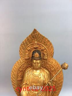 12.2 Anciennes antiquités chinoises Statue de Bouddha Guanyin en cuivre pur doré