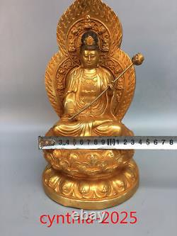 12.2 Anciennes antiquités chinoises Statue de Guanyin Bodhisattva Bouddha en cuivre pur doré