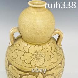 12.2 Old Chinese Song Dynastie Cizhou Four Floral Modèle Bouteille De Gourde Biline