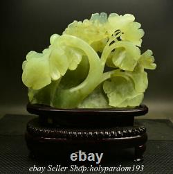 12.4 Chine Naturelle Xiu Jade Sculptée Citrouille Ru Yi Fleur Statue Sculpture