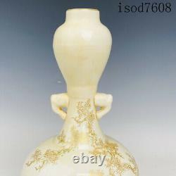 12.4antique Chinese Song Dynastie Porcelaine Ding Description De Vase Pastel Or