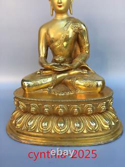 12.5Anciens antiquités chinoises Statue de Sakyamuni Bouddha en cuivre pur doré