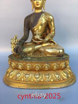 12.5 Anciennes antiquités chinoises Statue en cuivre doré du Bouddha Sakyamuni
