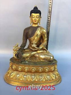 12.5 Anciennes antiquités chinoises Statue en cuivre doré du Bouddha Sakyamuni
