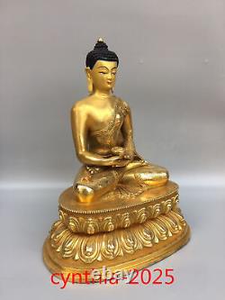 12.5 Anciennes antiquités chinoises Statue en cuivre pur du Bouddha Sakyamuni du Tibet