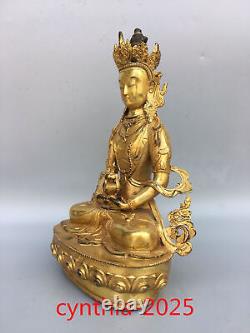 12,5 Anciennes antiquités chinoises du Tibet Bouddhisme Statuette du Bouddha de la longévité en cuivre pur