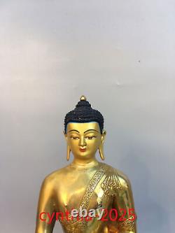 12,5 Rares antiquités chinoises Statue en cuivre pur doré du Bouddha Sakyamuni