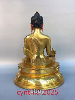 12,5 Rares antiquités chinoises Statue en cuivre pur doré du Bouddha Sakyamuni