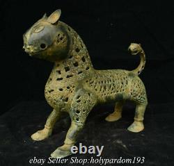 12.8 Vieilles Pièces De Bronze Chinoises Dynastie Tigre Bête Zun Statue Sculpture