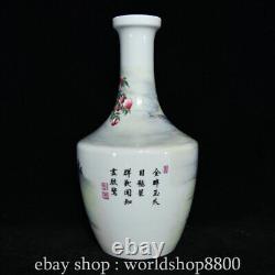 12.8 Yongzheng Marqué Chinois Émaux De Couleur Porcelaine Lion Bouteille De Vase
