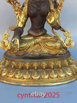 12,9 Anciennes antiquités chinoises Statue en cuivre pur doré de la déesse Tara blanche