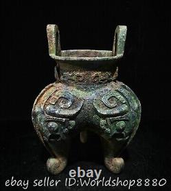12 Ancienne statue chinoise de brûleur d'encens en bronze de la dynastie des bêtes