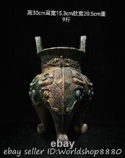 12 Ancienne statue chinoise de brûleur d'encens en bronze de la dynastie des bêtes
