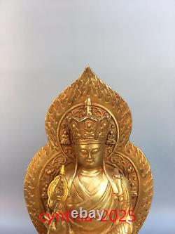 12 Antiquités chinoises anciennes en cuivre pur doré, Roi tibétain Bodhisattva Bouddha.