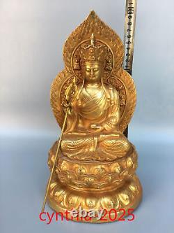12 Antiquités chinoises anciennes en cuivre pur doré à l'or tibétain du roi Bodhisattva Bouddha